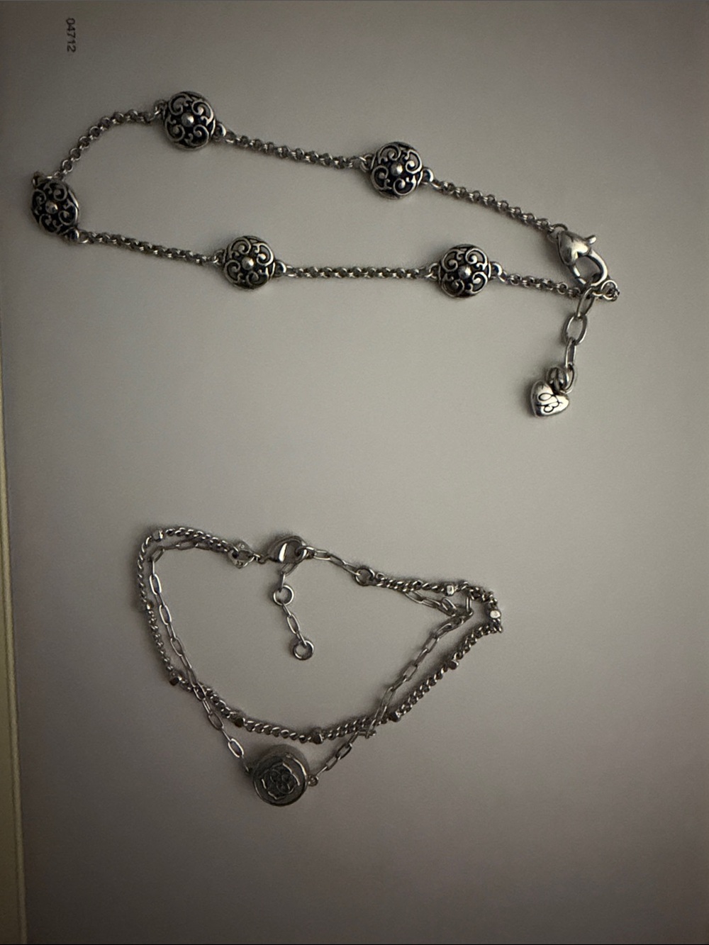 Brighton Silver-Tone Layered Bracelet and Single Chain Ankle Bracelet